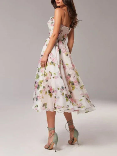 Drune | Elegantes Blumen Midi Kleid