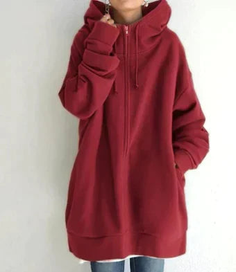 Drune | Damen Winter Zip Kapuzenpullover