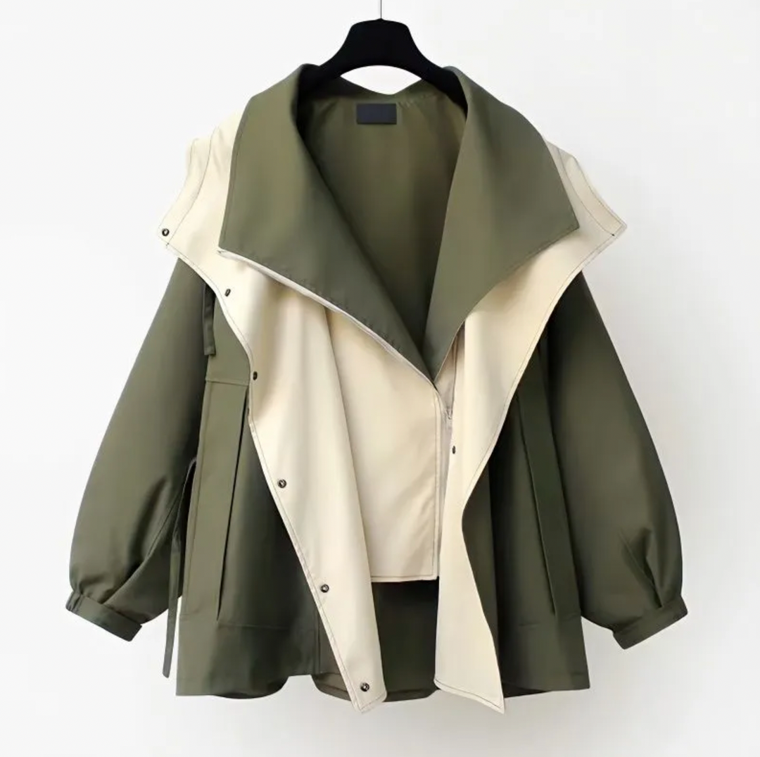Drune | Zweifarbige Jacke mit Weiter Kragen Leicht und Modern