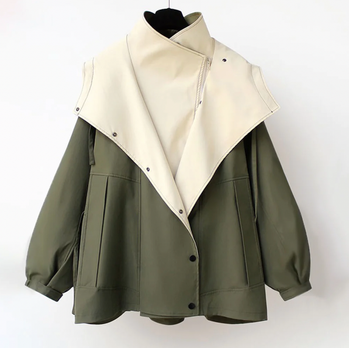 Drune | Zweifarbige Jacke mit Weiter Kragen Leicht und Modern