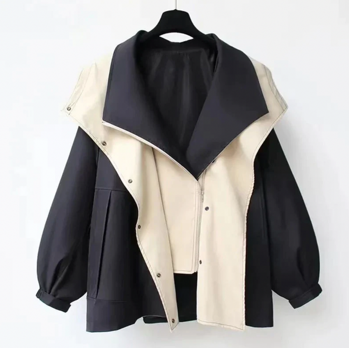 Drune | Zweifarbige Jacke mit Weiter Kragen Leicht und Modern
