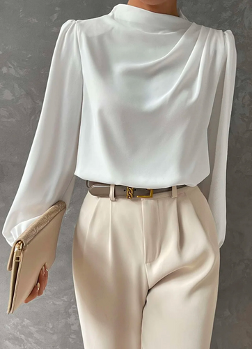 Drune | Elegante, Unifarbene Bluse Mit Stehkragen