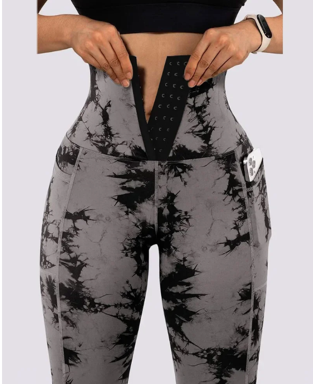 Drune | hohe Taille Sportleggings mit Reißverschluss