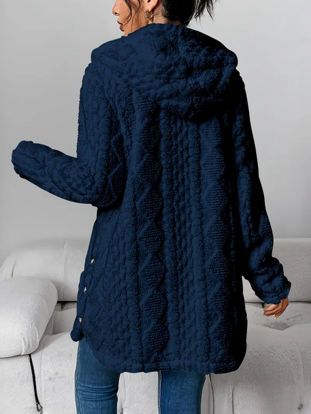 Drune | Übergröße Damen Teddy Weste mit Kapuze