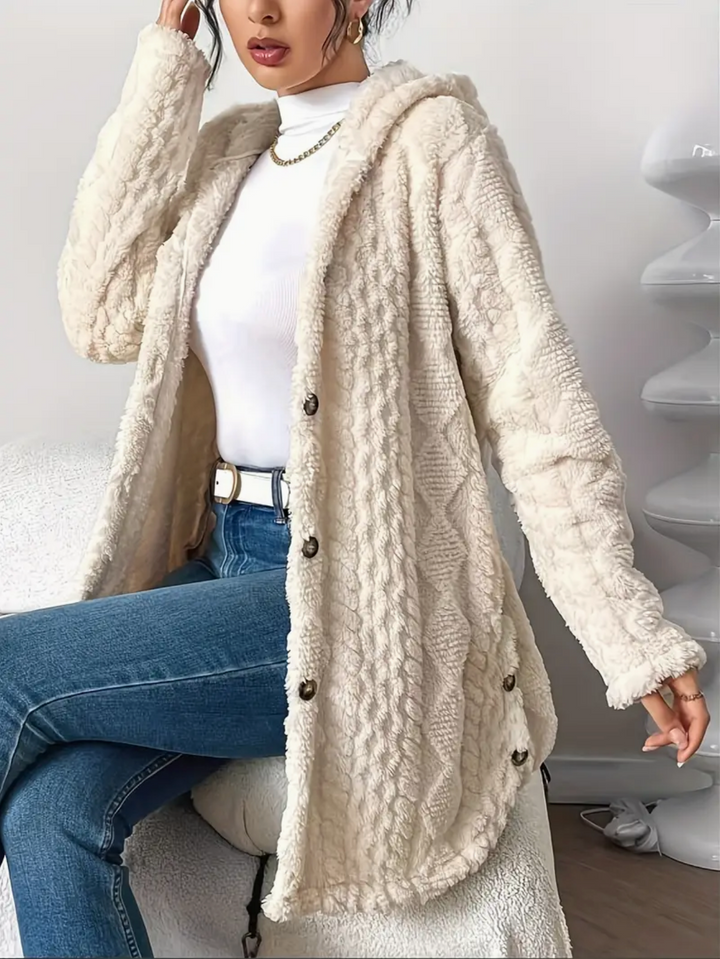 Drune | Übergröße Damen Teddy Weste mit Kapuze