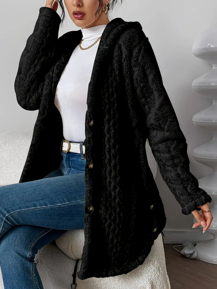 Drune | Übergröße Damen Teddy Weste mit Kapuze
