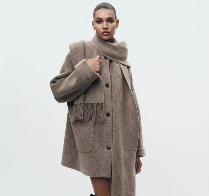 Drune | Bequeme Damen-Cardigan mit Eingebautem Schal