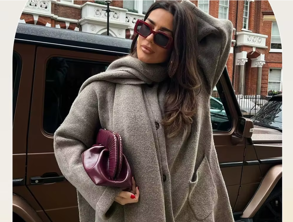 Drune | Bequeme Damen-Cardigan mit Eingebautem Schal