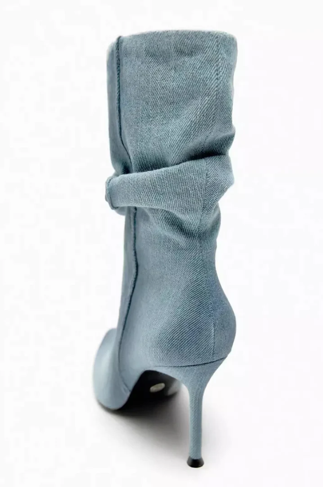 Drune | elyce denim-stiefel mit hohem absatz für damen