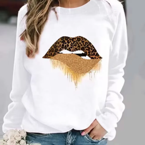 Drune | baumwollpullover mit lippendruck