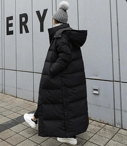 Drune | Lange Daunenjacke mit Kapuze für Damen