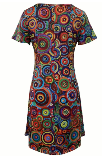 Drune | Mehrfarbiges Boho-Grafikdruckkleid