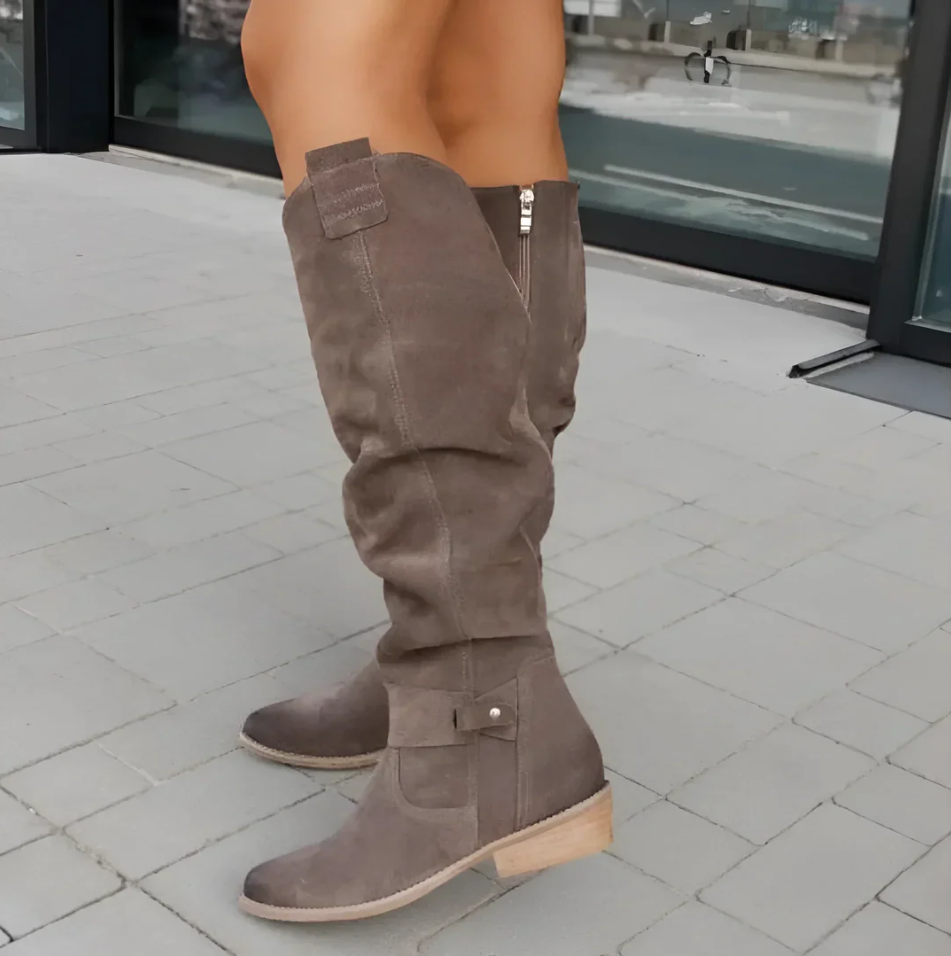 Drune | luxus-damenstiefel aus wildleder mit rutschfester sohle