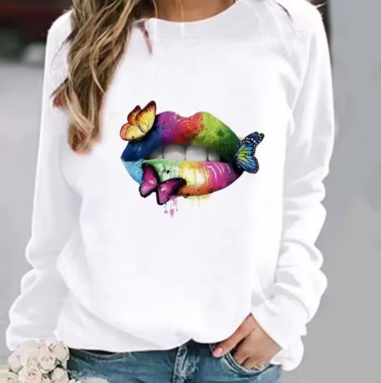 Drune | baumwollpullover mit lippendruck