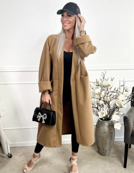 Drune | oversized Mantel mit Nähten und transparenten Taschen