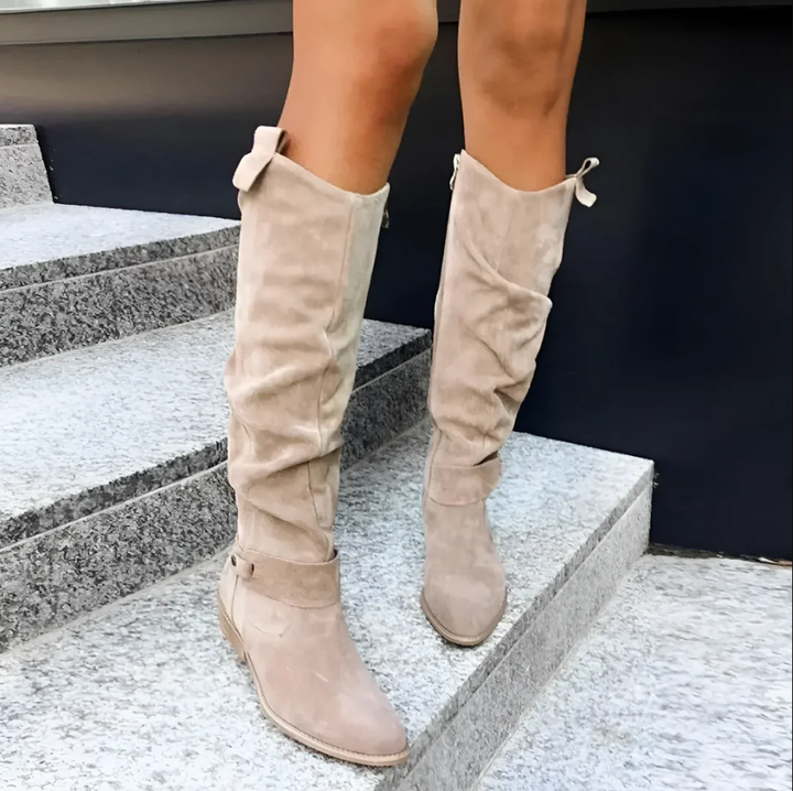 Drune | luxus-damenstiefel aus wildleder mit rutschfester sohle