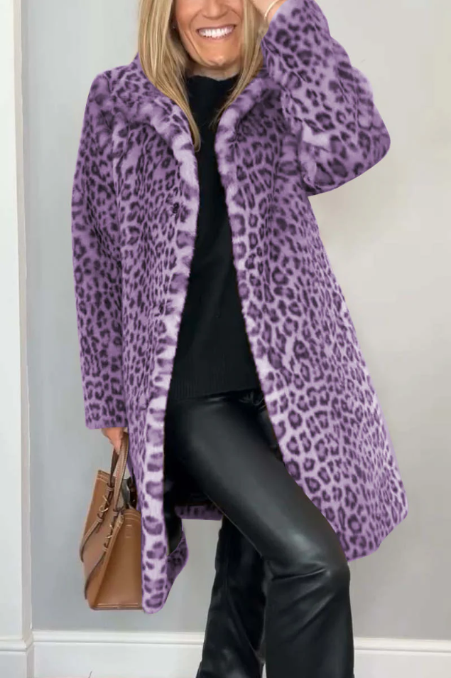 Drune | Klassieke Dames Winterjas Met Luipaardprint
