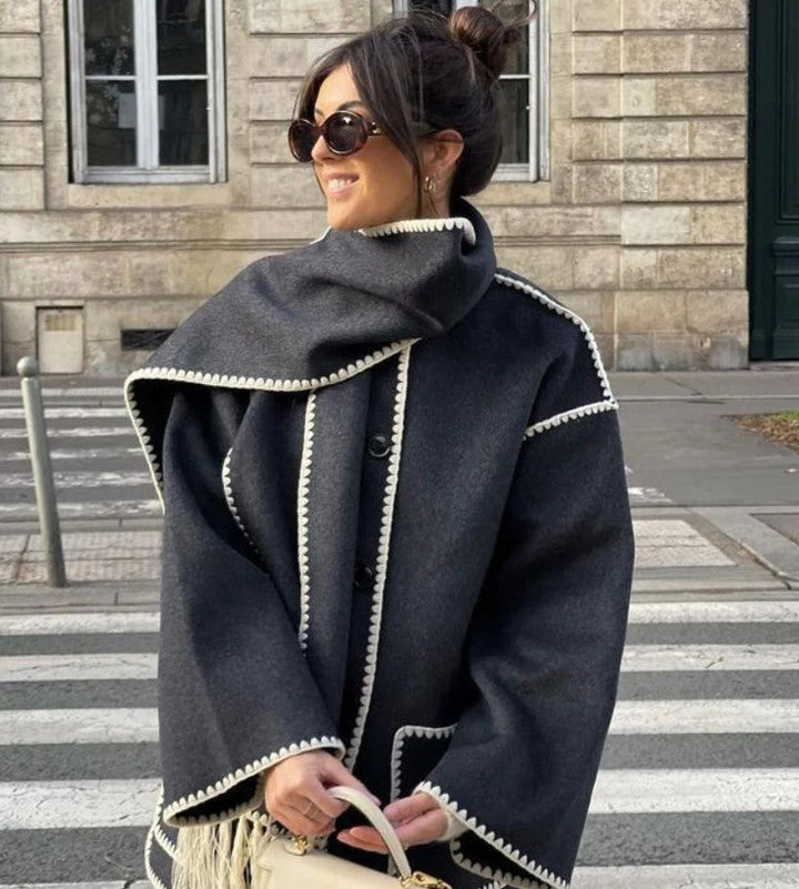 Drune | Schal-Jacke mit entspannter Passform und weichem, strukturiertem Stoff für Frauen