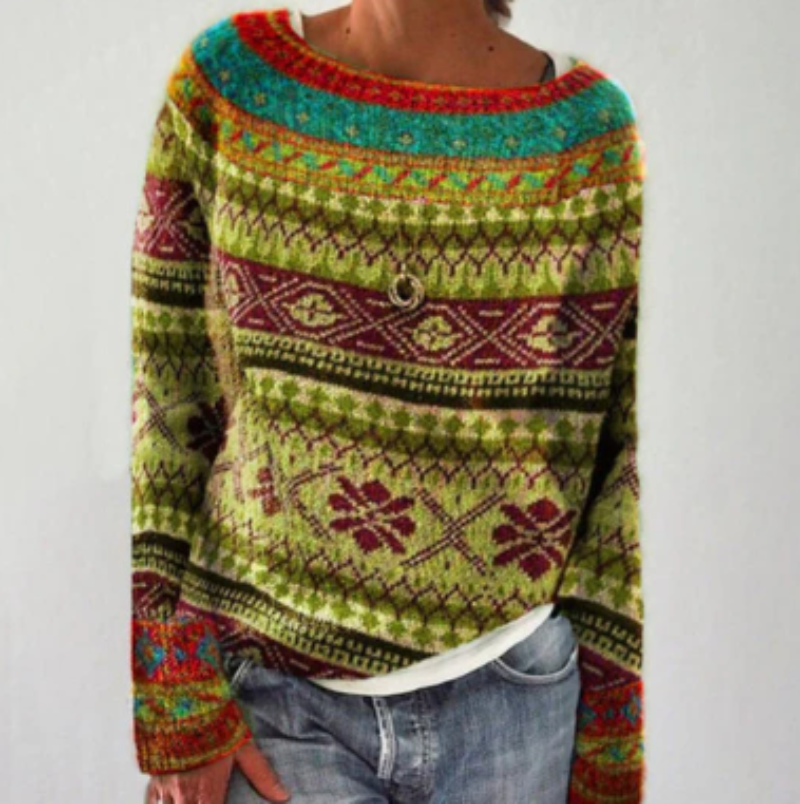 Drune | Baumwoll Norweger-Pullover Mit Mustern Für Damen - Perfekt für Alltägliche Anlässe