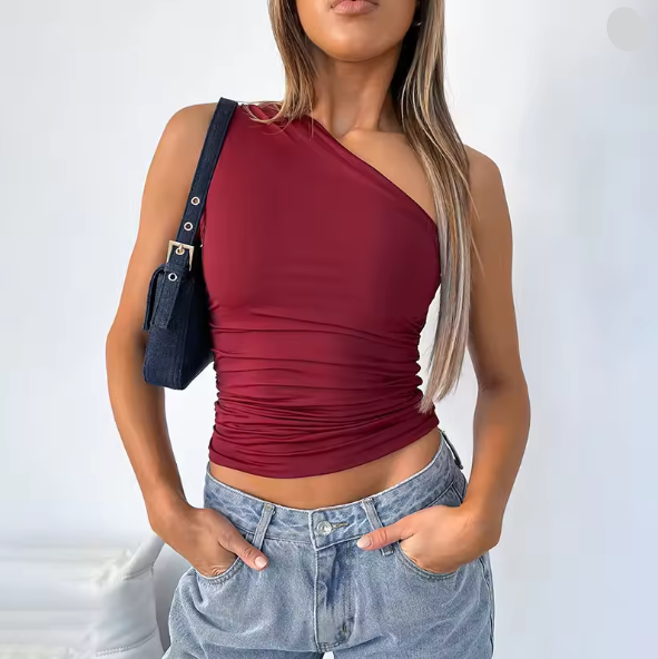 Damen Asymmetrisches Crop-Top mit figurschmeichelndem Design Drune