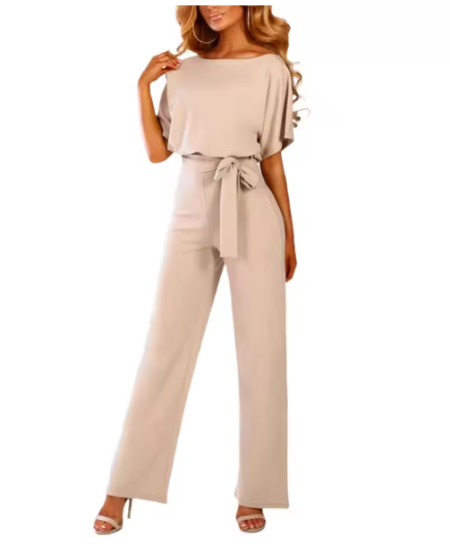 Drune - Jumpsuit mit Gürtel und kurzen Ärmeln