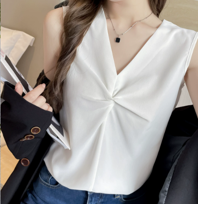Damen Oberteil mit schickem Knoten-Detail und elegantem V-Ausschnitt Drune