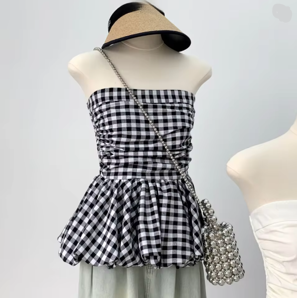 Damen Peplum-Top mit schulterfreier Schnittführung Drune