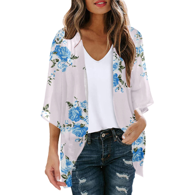 Drune | Bluse Fake Zweiteiler Blumenmuster