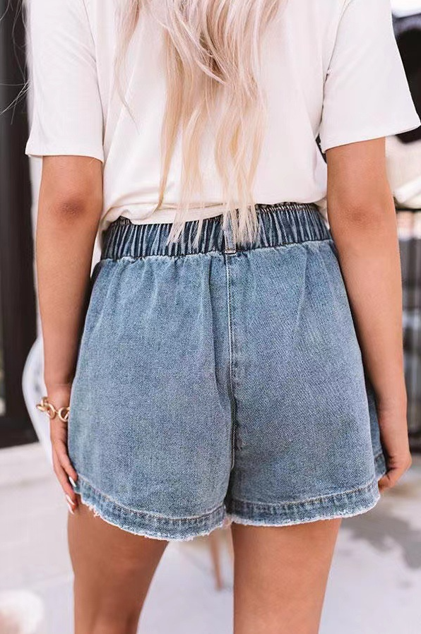 Damen Denim-Shorts mit elastischem Taillenbund und lässigem Schnitt Drune