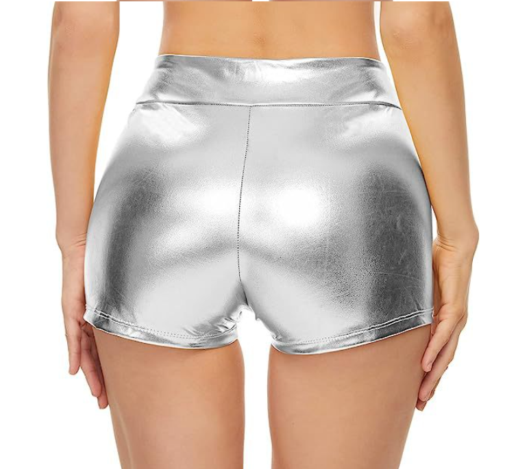 Damen Glänzende High-Waist-Shorts mit lässigem Schnitt Drune