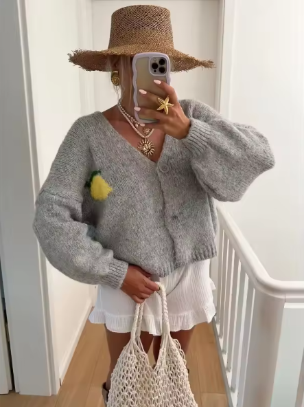 Drune | Strickpullover mit Zitronenprint für Damen