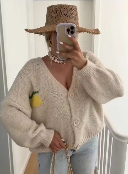 Drune | Strickpullover mit Zitronenprint für Damen