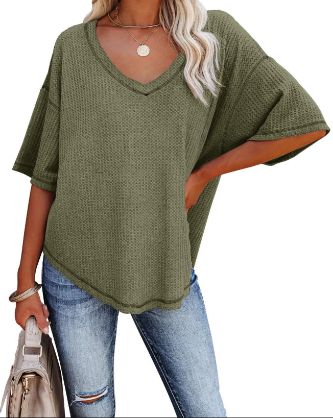 Damen lässiges Sweatshirt mit überschnittenen Ärmeln und lockerer Passform Drune