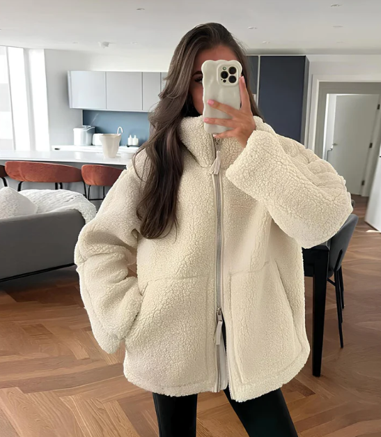 Drune | Damen Relaxed Fit Teddy Zip-Up Jacke