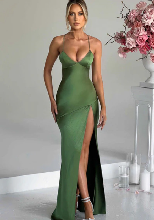 Damen Maxikleid mit elegantem Halterneck-Design und figurformendem Schnitt Drune