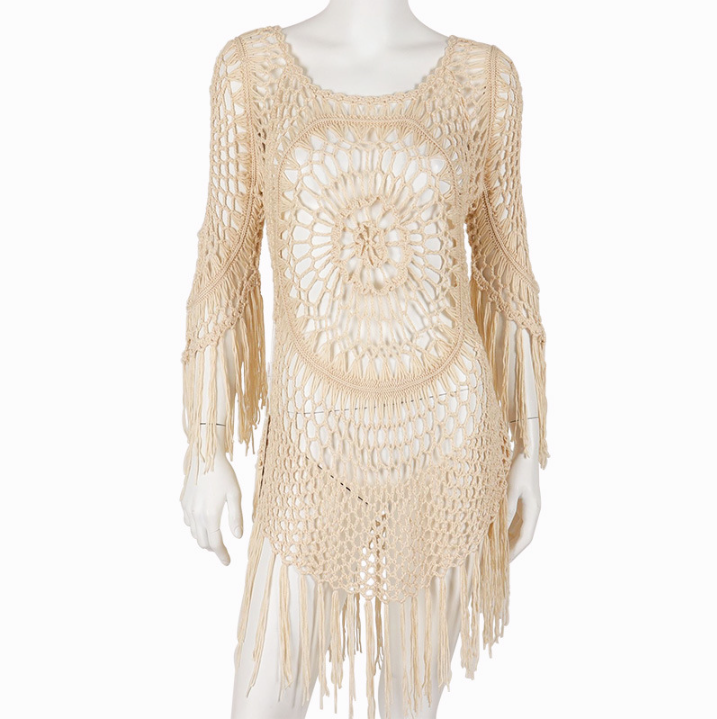 Drune | Cover Up Boho-Stil Langarm Bikini-Cover Up Strand-Outfits