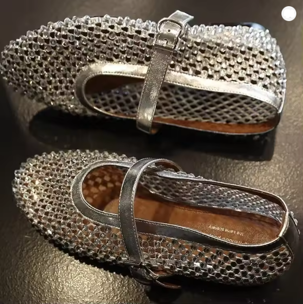 Damen Strass-beschmückte Mary Jane Flats Drune