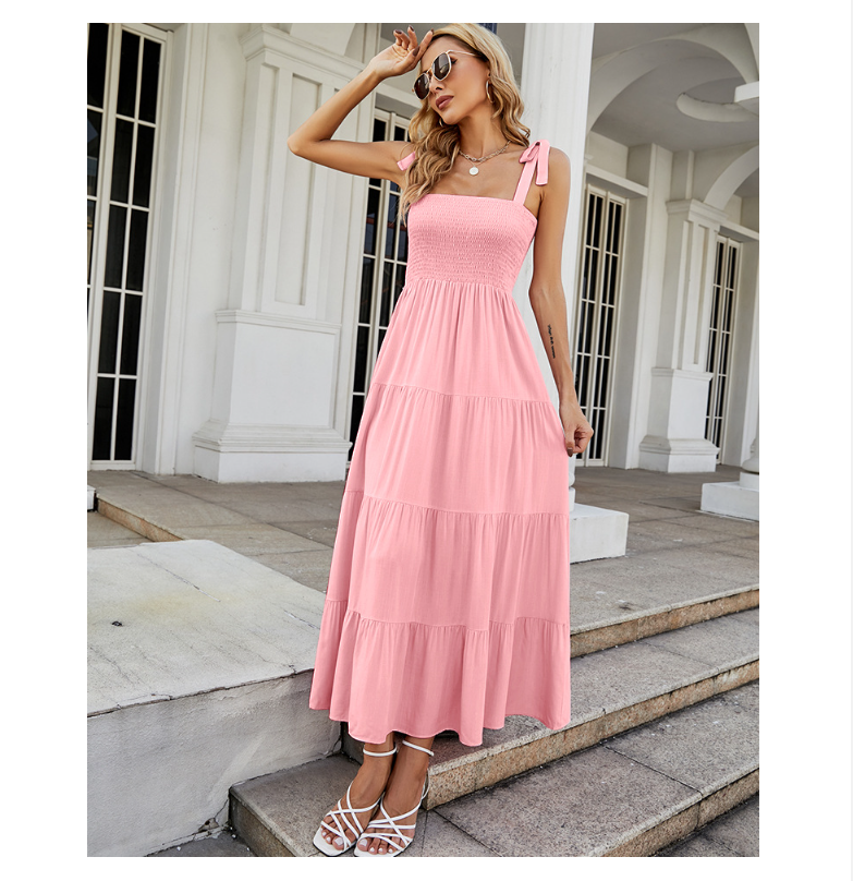Damen Bodenlanges Rüschen-Maxikleid mit schulterfreiem Schnitt und fließendem Material Drune