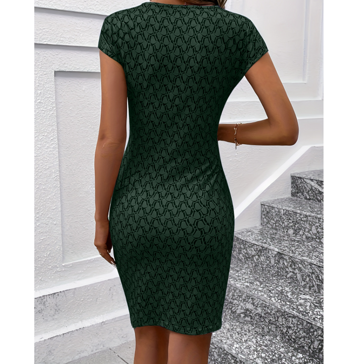 Drune | Elegantes Kleid mit Rundhalsausschnitt und Allover-Print