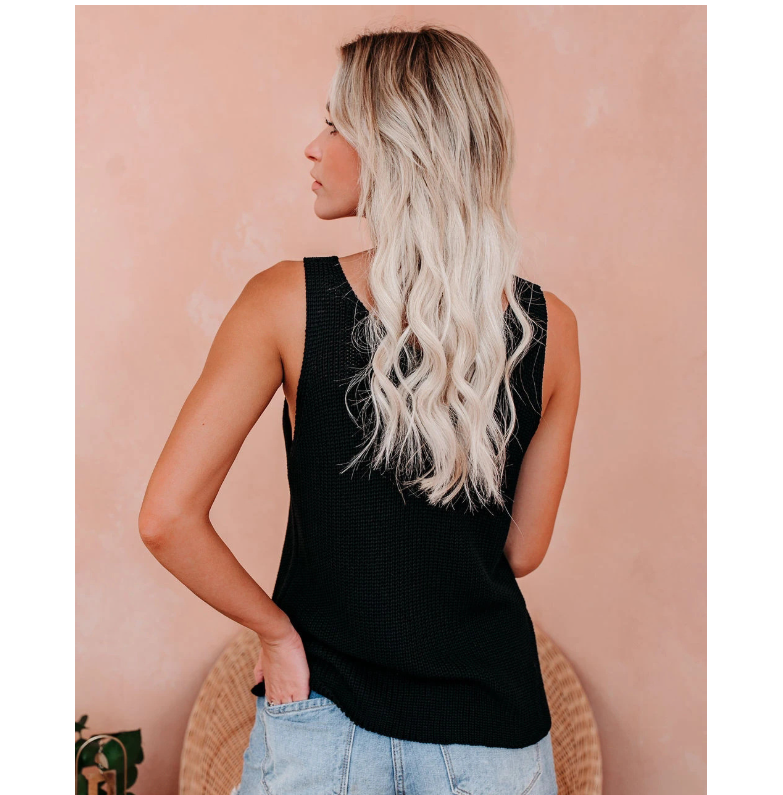 Drune | Elegantes Armelloses Stricktop mit V-ausschnitt