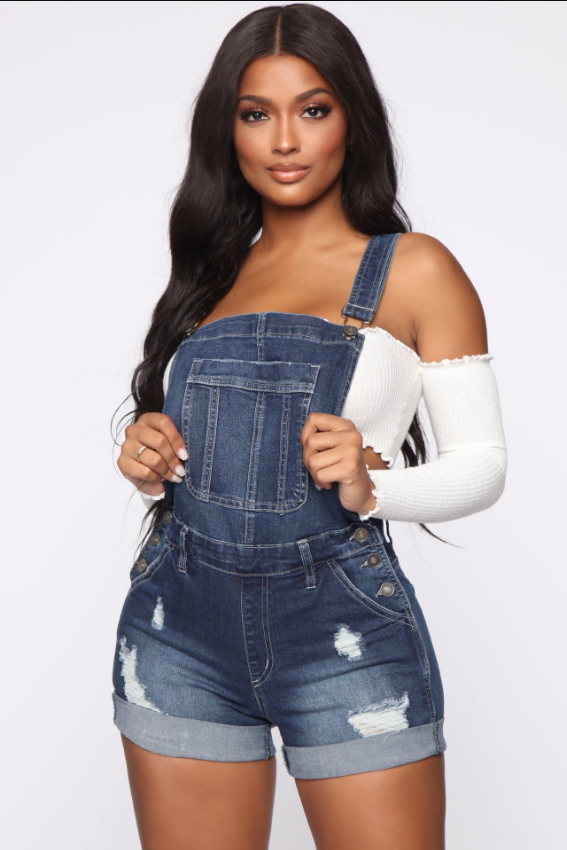 Drune | Overall Zerrissene Denim Shorts