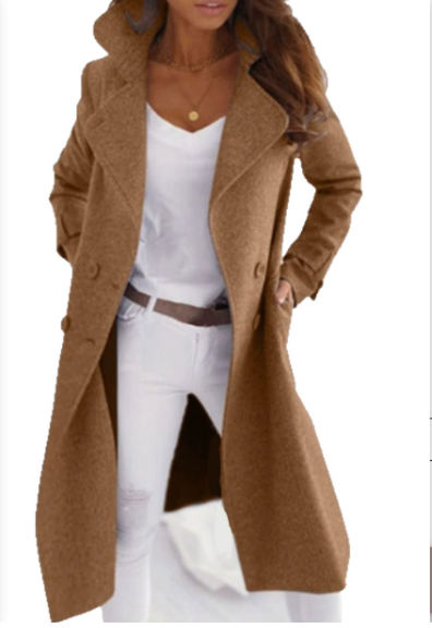 Drune | Eleganter Frauen Wollmantel mit Knopfverschluss