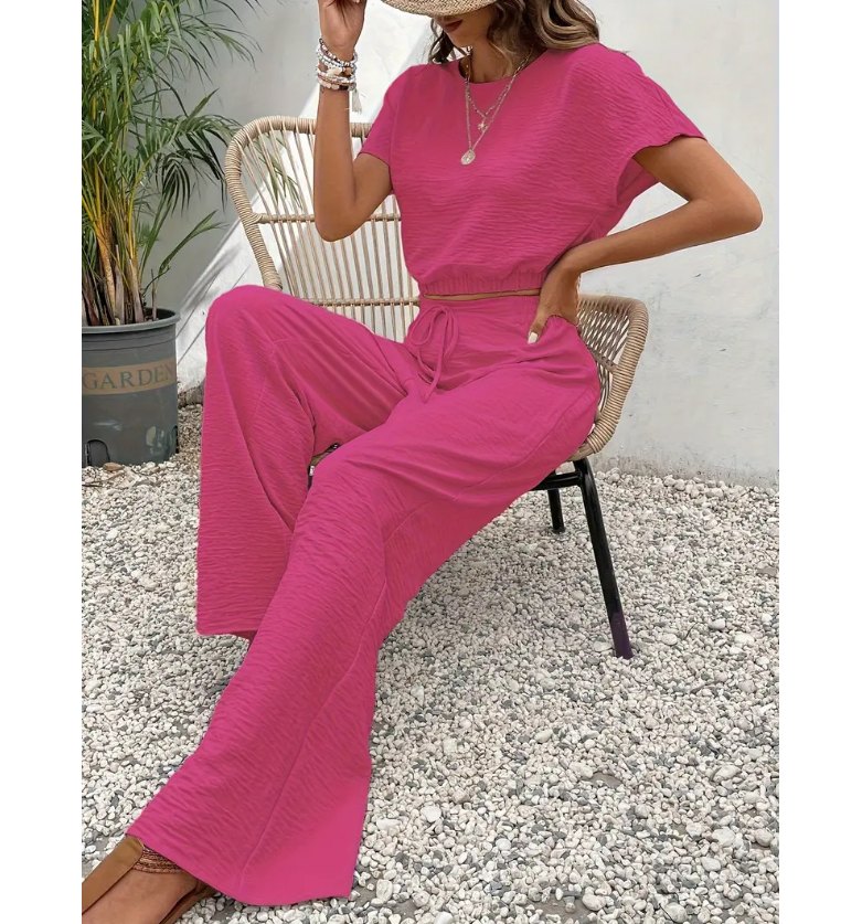 Damen luftiger Jumpsuit mit Rüschendetails und Gummibund Drune