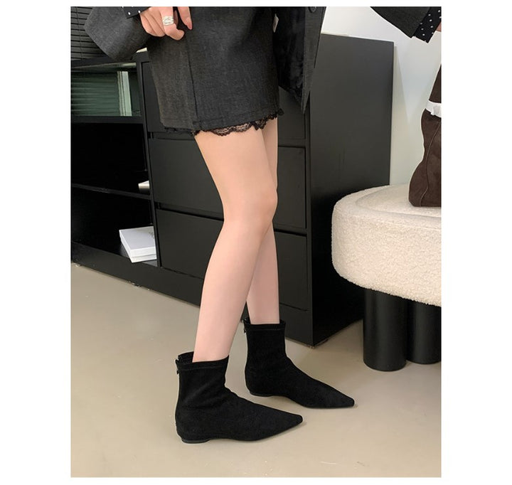 Damen Wildleder Spitz Zehen Knöchel Stiefeletten Drune