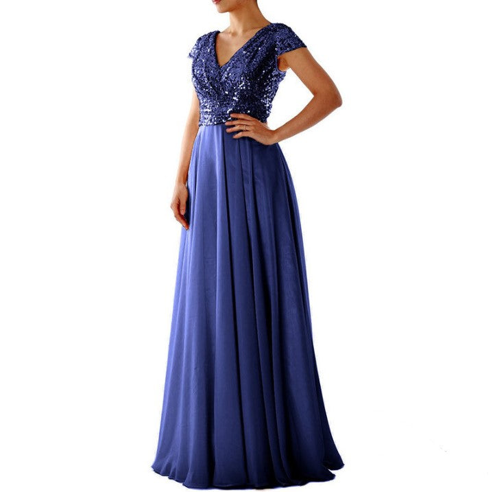 Damen Elegantes Abendkleid mit schimmerndem Oberteil und fließendem Rock Drune