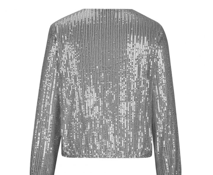 Damen Glamouröse Paillettenjacke mit durchgehendem Reißverschluss und langem Arm Drune