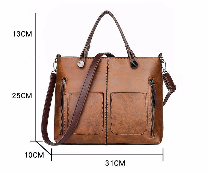 Drune | Strukturierte Lederhandtasche mit zwei Fächern für Damen