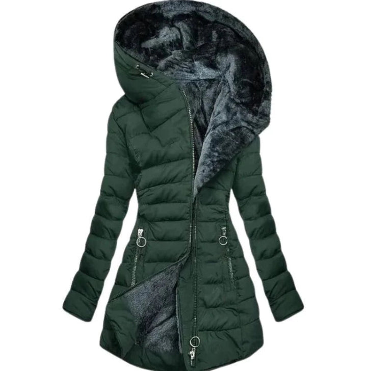 Drune | Damen-Winterparka Mit Reißverschluss Und Kapuze Und Tasche - Winter
