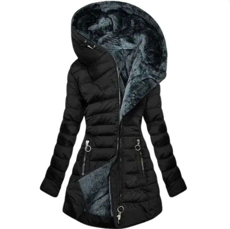 Drune | Damen-Winterparka Mit Reißverschluss Und Kapuze Und Tasche - Winter
