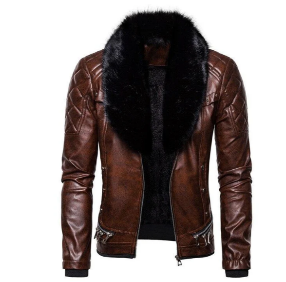 Drune | herrenlederjacke mit abnehmbarem kragen